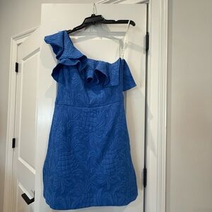 Lilly Pulitzer One-Shoulder Ruffle Blue Women’s Dress